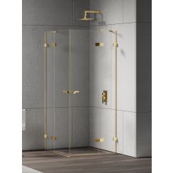 New Trendy Eventa Gold Shine sprchovací kút 90x90 cm obdĺžniková zlatá lesklé/priehľadné sklo EXK-4755