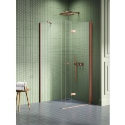 New Trendy New Soleo Copper Brushed sprchovací kút 120x80 cm štvorcová medená brúsené/priehľadné sklo K-2062