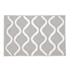 Kleine Wolke Piana koberček do kúpeľne 65x55 cm obdĺžnik biela-sivá 9180158539