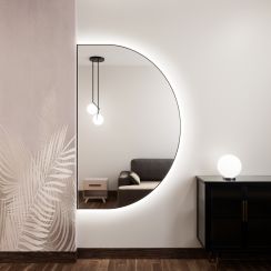 Baltica Design Tiny Border Semi Round zrkadlo 140x80 cm s osvetlením čierna 5904107927268