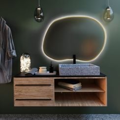 Baltica Design Bright Stain II zrkadlo 100x72 cm s osvetlením zlatá 5904107919928
