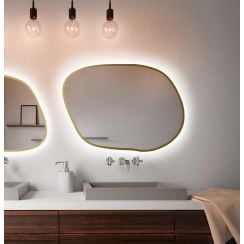 Baltica Design Bright Stain IV zrkadlo 50x36 cm s osvetlením zlatá 5904107921204