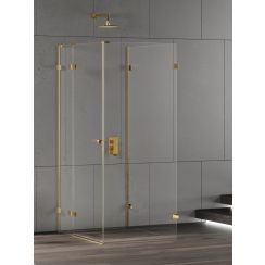 New Trendy Eventa Gold Shine sprchovací kút 90x80 cm štvorcová zlatá lesklé/priehľadné sklo EXK-4822