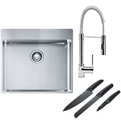 Súprava nerezový drez Franke Box 127.0369.295, kuchynská batéria Franke Coxy 115.0159.732