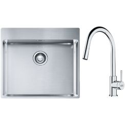 Súprava nerezový drez Franke Box 127.0369.295, kuchynská batéria Franke Lina 115.0693.229