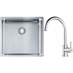 Súprava nerezový drez Franke Box 127.0395.014, kuchynská batéria Franke Lina 115.0693.228