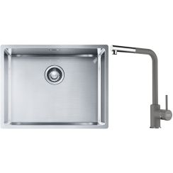 Súprava nerezový drez Franke Box 127.0395.015, kuchynská batéria Franke Sirius Side 115.0668.280