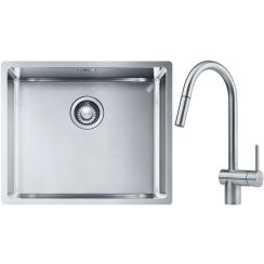 Súprava nerezový drez Franke Box 127.0453.656, kuchynská batéria Franke Atlas 115.0590.047