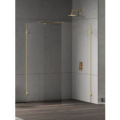 New Trendy Eventa Gold Shine sprchový kút walk-in 130x90 cm štvorcová zlatá lesklé/priehľadné sklo EXK-4876