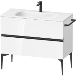 Duravit Sivida skrinka 101x47.7x59.2 cm závesná kúpeľňová skrinka pod umývadlo biela-čierna SV46520BD220000