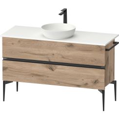 Duravit Sivida skrinka 124.5x47.5x54.8 cm závesná kúpeľňová skrinka pod umývadlo čierna-dub SV46600BD550000