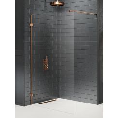 New Trendy Avexa Copper Brushed stena sprchového kúta walk -in 130 cm medená brúsený/sklo priehľadné EXK-7150