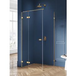 New Trendy Avexa Gold Brushed sprchovací kút 120x100 cm štvorcová zlatá brúsené/priehľadné sklo EXK-1770