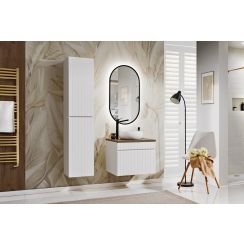 Súprava zrkadlo Comad Apollo LUSTRO APOLLO BLACK, skrinka Comad Iconic White ICONIC WHITE 80-01-D-2D, ICONIC WHITE 82-60-D-1S, UN-WIKI-SW, SANTA FE OAK 89-060-A
