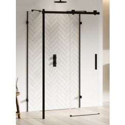 New Trendy Softi X Black sprchovací kút 140x80 cm štvorcová čierna matné/priehľadné sklo EXK-5449