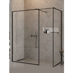 New Trendy New Modus Black sprchový kút walk-in 140x120 cm štvorcová čierna matné/priehľadné sklo EXK-5664