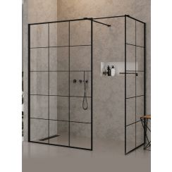 New Trendy New Modus Black sprchový kút walk-in 130x100 cm štvorcová čierna matné/vzorované sklo EXK-5645