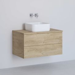 Kronenbach Cube skrinka s pracovnou doskou 81x48.7x44.5 cm závesná kúpeľňová skrinka pod umývadlo dub KBWTKOWTL812GH