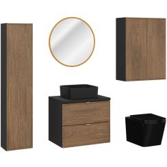 Súprava WC misa s pomaly sa sklápajúcim sedadlom Comad Wall Hung Toilet WALL HUNG TOILET BLACK ( E-1060A ), zrkadlo Comad Hestia LUSTROHESTIA60, TALIA CASELLA 80-30-1D, UM-6276SLIM40BLACKDP, TALIA CASELLA 82-60-46-2S, TALIA CASELLA 81-30-1D, BLACK 89-60-4