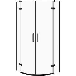Cersanit City sprchovací kút 80x80 cm polkruhová čierna matné/priehľadné sklo S584-072