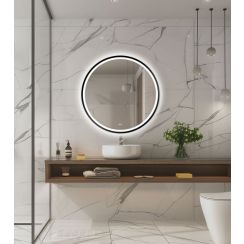 Venti Orion Black zrkadlo 60x60 cm okrúhly s osvetlením s vyhrievacou podložkou čierna 5905951180342