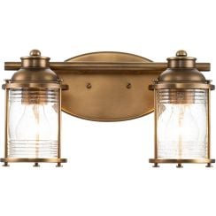 Quintiesse Ashland Bay nástenná lampa 2x60 W mosadzná QN-ASHLANDBAY2-NBR-BATH
