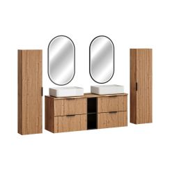 Súprava zrkadlo Comad Apollo 2 LUSTRO LED CZARNE APOLLO 2 900X500, skrinka Comad Adel Oak ADEL OAK 82-60-B-2S, ADEL OAK 80-01-B-1D, NATURE WOTAN 89-140-46 M, UM-6289MAGIC50DP, XILO BLACK 81-01-A