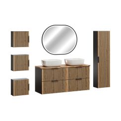 Súprava zrkadlo Comad Apollo 2 LUSTRO APOLLO 2 900X700, skrinka Comad Xilo XILO BLACK WOTAN 80-01-D-1D, XILO BLACK WOTAN 82-60-D-2S, NATURE WOTAN 89-120-46 M, XILO BLACK WOTAN 83-01-D-1D, UM-6252SMILE40DP