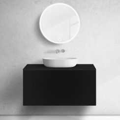 Oltens Lun skrinka 100x44.7x52 cm závesná kúpeľňová skrinka pod umývadlo čierna 60034300