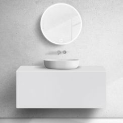 Oltens Lun skrinka 120x44.7x52 cm závesná kúpeľňová skrinka pod umývadlo biela 60035000