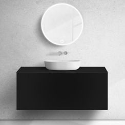 Oltens Lun skrinka 120x44.7x52 cm závesná kúpeľňová skrinka pod umývadlo čierna 60035300