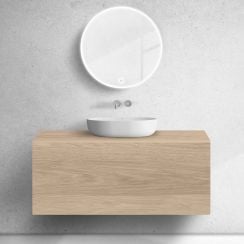 Oltens Lun skrinka 120x44.7x52 cm závesná kúpeľňová skrinka pod umývadlo dub 60035060