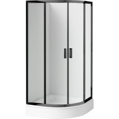 Deante Funkia sprchový kút so sprchovou vaničkou 80x80 cm polkruhová čierna matné/priehľadné sklo KDDZN52K