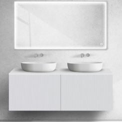 Oltens Lun Rilla skrinka 140x44.7x52 cm závesná kúpeľňová skrinka pod umývadlo biela matná 60039000