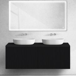 Oltens Lun Rilla skrinka 140x44.7x52 cm závesná kúpeľňová skrinka pod umývadlo matná čierna 60039300