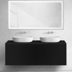 Oltens Lun skrinka 140x44.7x52 cm závesná kúpeľňová skrinka pod umývadlo matná čierna 60040300