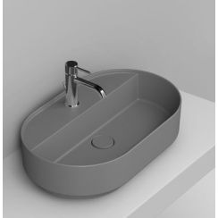 Ceramica Dolomite Noemi umývadlo 65x40 cm oválny pultové umývadlo sivá/kamenná matná D312045