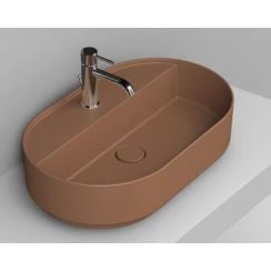 Ceramica Dolomite Noemi umývadlo 65x40 cm oválny pultové umývadlo hnedá/béžová matná D312061