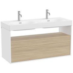 Roca Meridian skrinka 120x46x56.5 cm závesná kúpeľňová skrinka pod umývadlo biela-dub A858109607