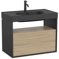 Roca Meridian skrinka 80x46x56.5 cm závesná kúpeľňová skrinka pod umývadlo čierna-dub A858107608