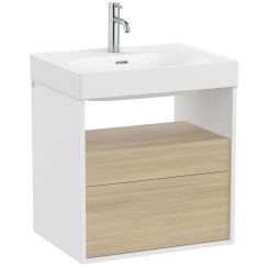 Roca Meridian skrinka 60x46x56.5 cm závesná kúpeľňová skrinka pod umývadlo biela-dub A858106607