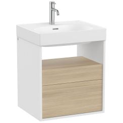 Roca Meridian skrinka 55x46x56.5 cm závesná kúpeľňová skrinka pod umývadlo biela-dub A858105607