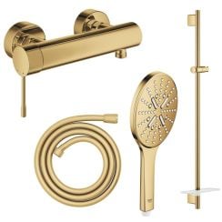 Súprava sprchová batéria Grohe Essence 33636GL1, sprchová tyč Grohe Rainshower 26603GL0, 26574GL0, 28388GL1