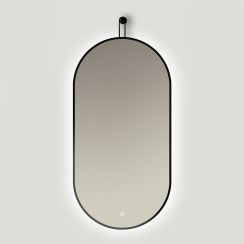 Ars Longa Avanti zrkadlo 50x100 cm oválne s osvetlením čierna LED-AVANTI50100-C