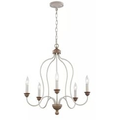 Elstead Lighting Hartsville závesné svietidlo 5x40 W biela-drevená FE-HARTSVILLE5