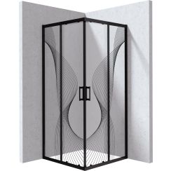 Deante Funkia Evo sprchovací kút 90x90 cm obdĺžniková čierna matné/vzorované sklo KYC_NB99P