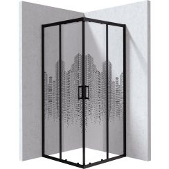Deante Funkia Evo sprchovací kút 80x80 cm obdĺžniková čierna matné/vzorované sklo KYCND88P