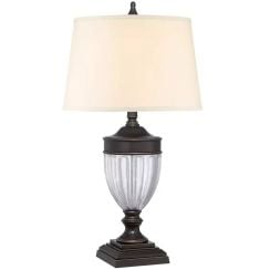 Elstead Lighting Dennison stolová lampa 1x60 W hnedá-krémová QZ-DENNISON-PB