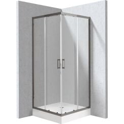 Deante Funkia Evo sprchový kút so sprchovou vaničkou 80x80 cm obdĺžniková grafitová matné/priehľadné sklo KYC_ZD088P