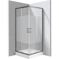 Deante Funkia Evo sprchový kút so sprchovou vaničkou 80x80 cm obdĺžniková grafitová matné/vzorované sklo KYC_ZDE88P